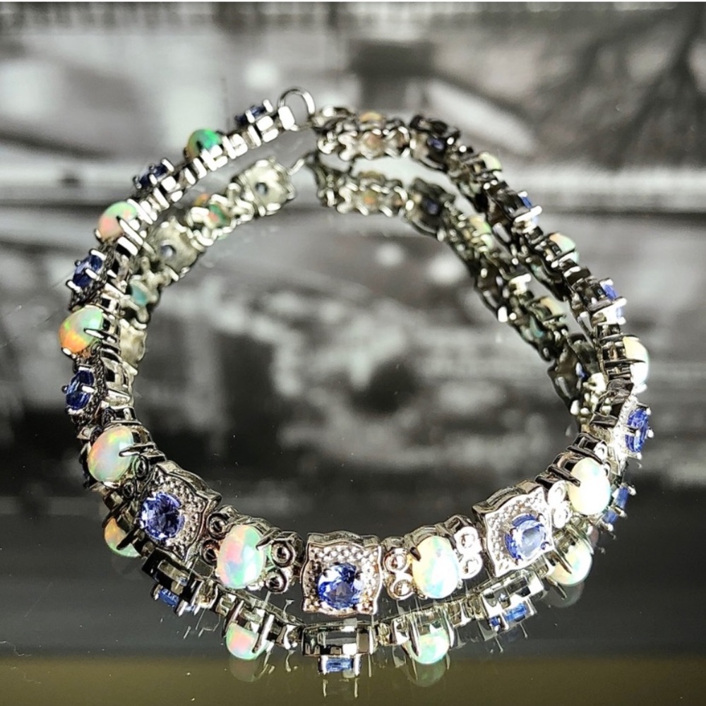 Tanzanite & Ethiopian Opal Bracelet SS NWT